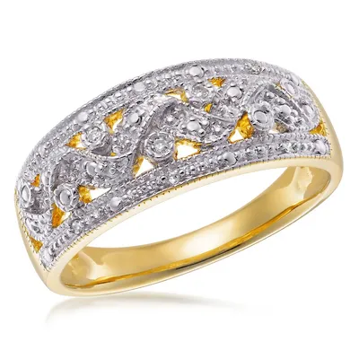 Sterling Silver Stg Silver Gold Plated Ladies Ring