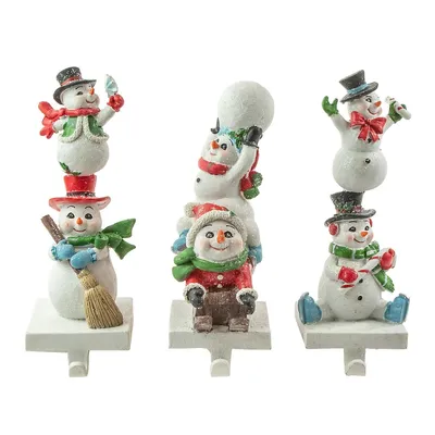 Set Of 3 Snowmen Christmas Stocking Holders 9"