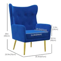 Fabric Accent Armchair With Wingback And Gold Legs