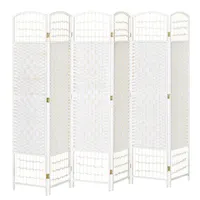 6-panel Room Divider Freestanding Folding Screen White