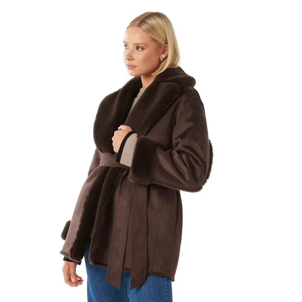 Ever New Erika Faux Fur Lined Coat