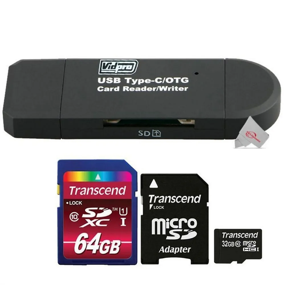 Vidpro Usb 2.0 Type-c Microsd & Sd Card Reader With Micro Sd & Sdhc Memory Card