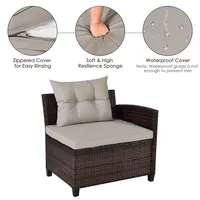 4pcs Outdoor Patio Rattan Furniture Set Cushioned Sofa Table