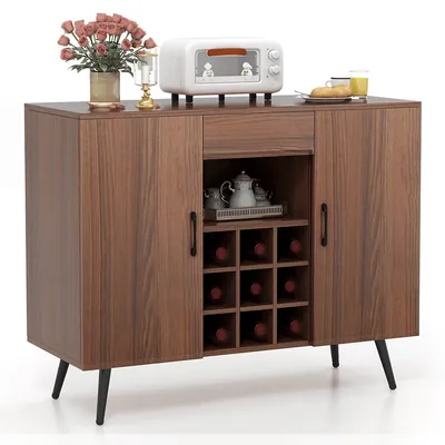 Buffet Sideboard Cabinet Wine Bar Cabinet With Drawer & Adjustable Shelves