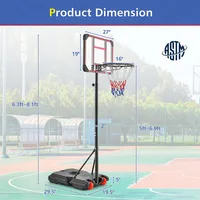 Portable Basketball Hoop Stand 6.3ft-8.1ft Adjustable Withwheels & Edge Protectors