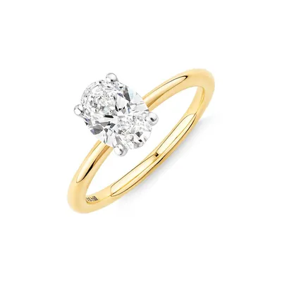 Solitaire Engagement Ring With 1.25 Carat Tw Of Laboratory-grown Diamond In 14kt Yellow & White Gold