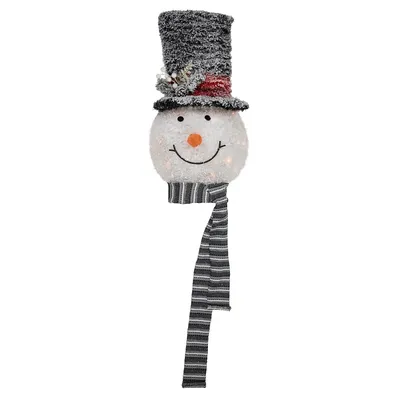 25" Lighted Snowman With Black Frosted Top Hat Christmas Tree Topper