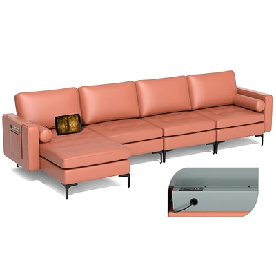 Modular L-shaped Sectional Sofa With Reversible Chaise & Usb Ports