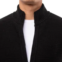Men's Faux Fur Lined Zip Up Sweater