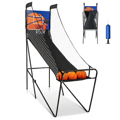 Foldable Single Shot Basketball Arcade Game W/electronic Scorer 3 Basketballs