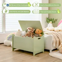 Kids Toy Box W/safety Hinge Wood Storage Chest Flip-top Storage Organizer Green