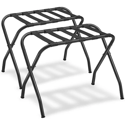 Pack Of 2 Luggage Rack Suitcase Stand, Steel Frame, Foldable - Black