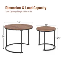 Nesting Coffee Table Set Of 2 For Balcony Living Room Modern Round Side Tables