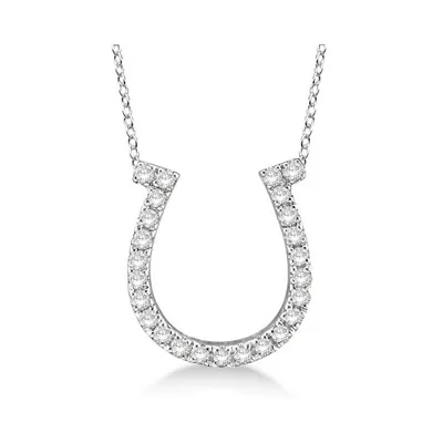 Diamond Horseshoe Pendant Necklace 14k Gold (0.26ct
