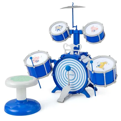 Kids Drum Set Educational Percussion Musical Instrument Toy With Bass Drum