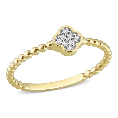 Diamond Accent Quatrefoil Ring 14k Yellow Gold
