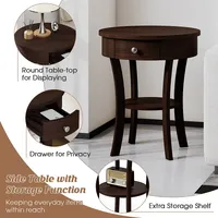 2 Pcs 2-tier Side End Sofa Table Round Nightstand Bedroom Living Room White/espresso