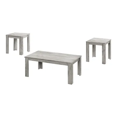 Table Set, 3pcs Set, Coffee, End, Side, Accent, Living Room, Laminate, Grey, Transitional