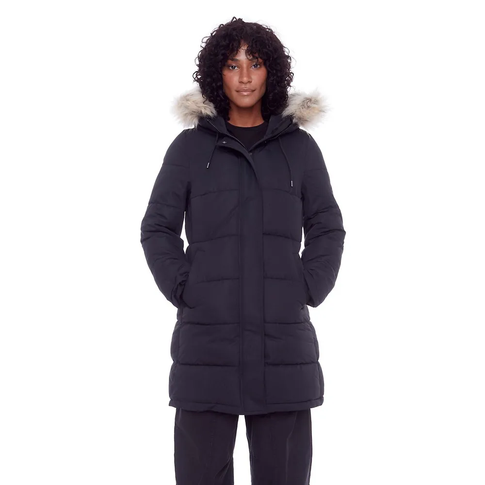 ALPINE NORTH Women's - Aulavik, Vegan Down Recycled Mid-length Hooded  Parka Coat