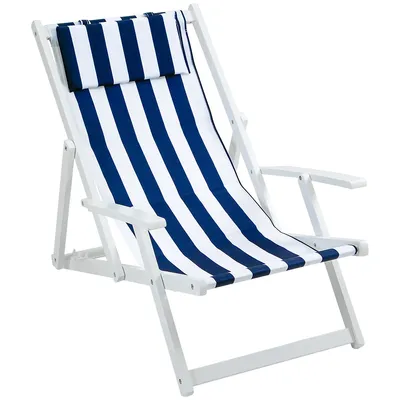 Lounge Chair, Blue And White Stripes