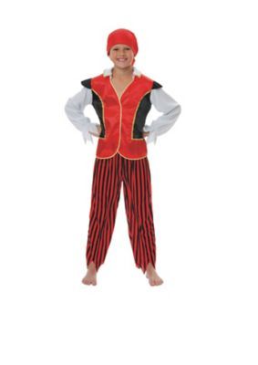 Red And Black Pirate Boy Child Halloween Costume, Large