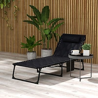 Padded Folding Chaise Lounge With Reclining Back