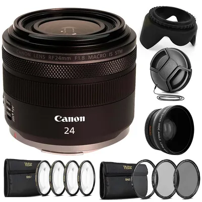 Rf 24mm F/1.8 Macro Is Stm Lens With 52mm Wide Angle Lens And Accessories