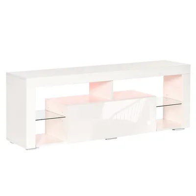 High Gloss Tv Stand With Led Lights And Drawer