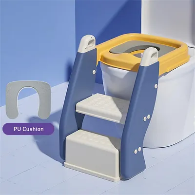 Potty Training Seat Toilet With Non-slip Step Stool Ladder Handle and Soft Seat For Kids Boys Girls Toddlers