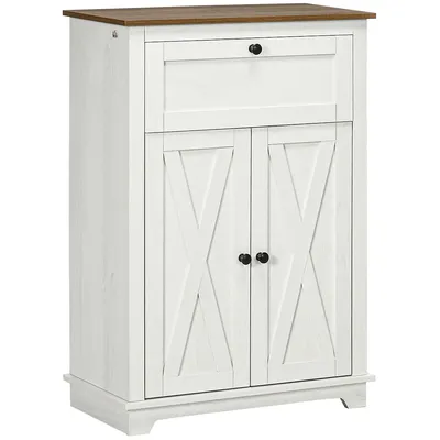 Kitchen Cabinet With Drawer, Barn Doors, Adjustable Shelf