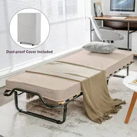 Folding Bed W/memory Foam Mattress Dust-proof Bag Rollaway Metal Bed Sleeper