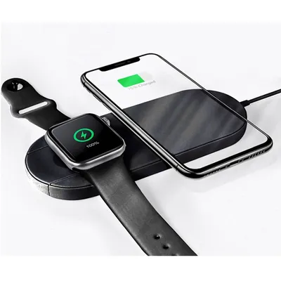 Dual Fast Wireless Charging Stand Station For Iphone, Apple Watch (series 1 - 4), Airpods & Other Qi-enabled Smart Devices