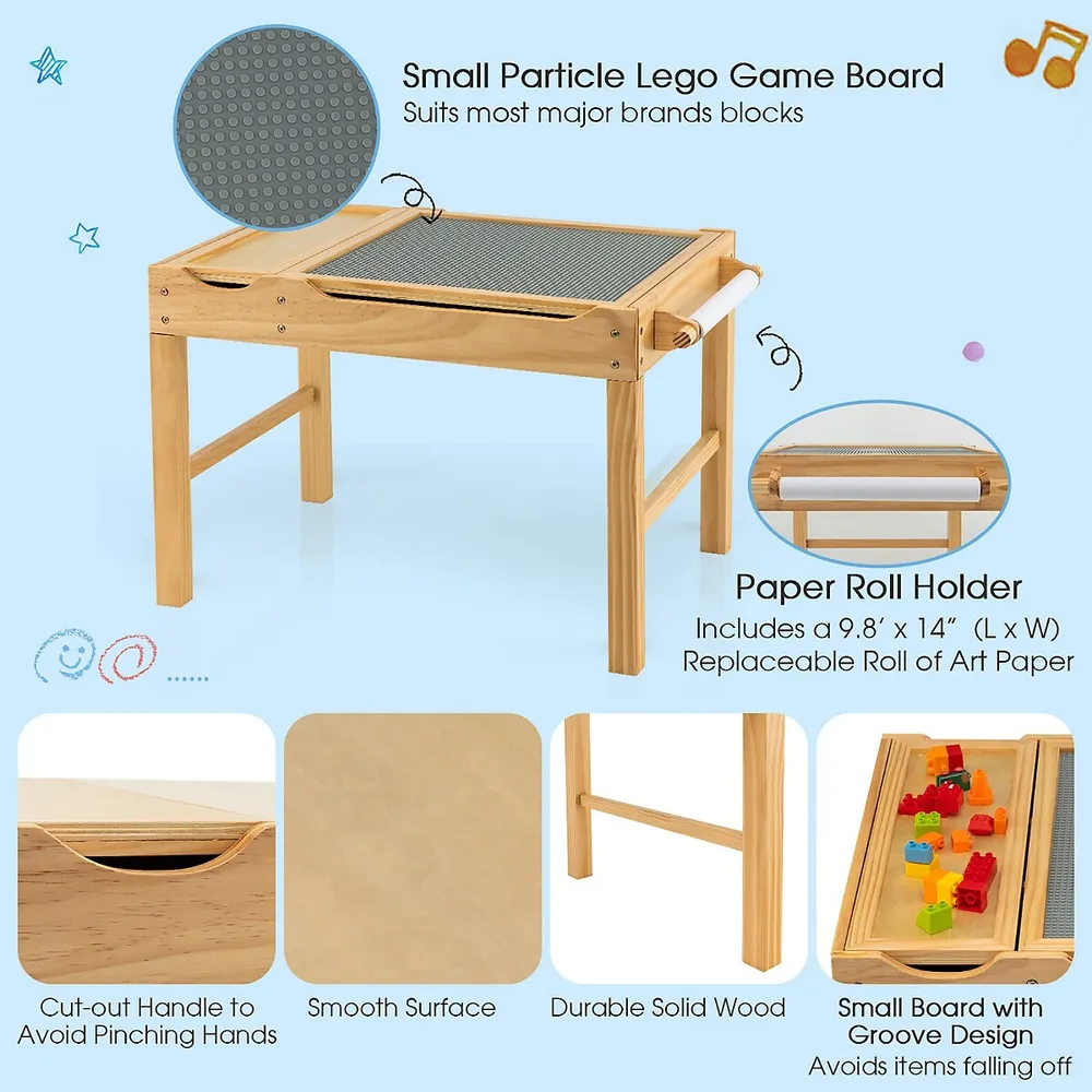 Costway Toddler Multi Activity Table with Chair Kids Art & Crafts Table  with Paper Roll Holder