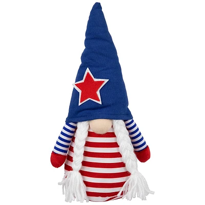 Americana Girl Gnome With Braids - 10.5" - Red And Blue