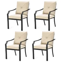 4 Pcs Patio Dining Chairs Stackable Removable Cushions Garden Deck