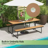 6ft Picnic Table Bench Set Outdoor Hdpe Heavy-duty For 6-8 Person Brown/grey