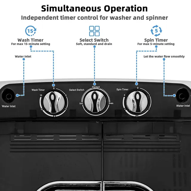 Costway 13lbs Portable Semi-automatic Twin Tub Wash Machine W