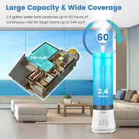Humidifier For Large Room 9l Warm & Cool Mist Top Fill Ultrasonic Air Vaporizer