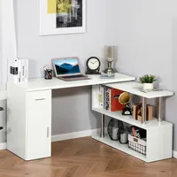 L-shaped Rotating Desk With Cabinet And Drawer