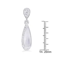 Sterling Silver And Rhodium Preciosa Crystal Teardrop With Mother Of Pearl Drop Earring
