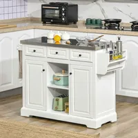 Kitchen Island Cart With Storage Drawers Stainless Steel Top