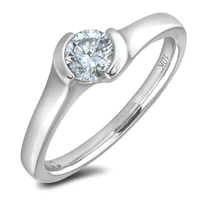 10k White Gold 0.50 Ct Round Brilliant Cut Canadian Diamond Solitaire Ring