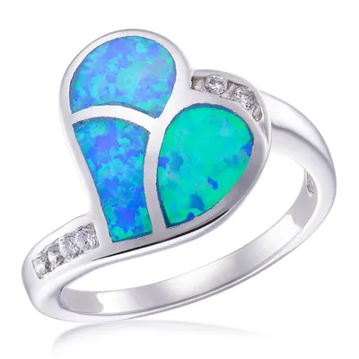 Sterling Silver Opal Blue Ring