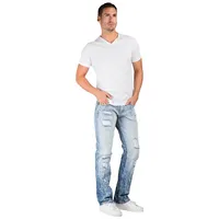 Jeans Premium pour homme Mince Nuage bleu à jambes droites Mended Détruit