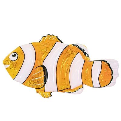72" Orange And White Clown Fish Swimming Pool Inflatable Raft