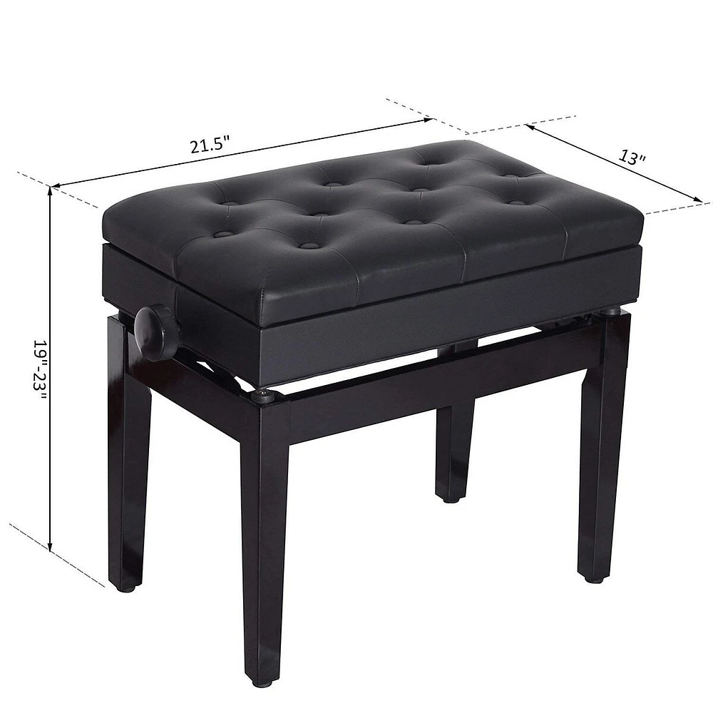 Height Adjustable Piano Bench With Storage