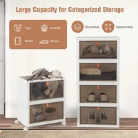 6-tier Stackable Plastic Storage Bins Storage Bin Organizer With Lids & Doors