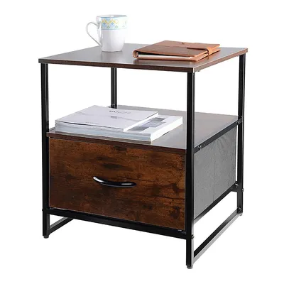 2 Tier Nightstand Sofa Side Table Bedside End Table with Storage Drawer for Bedroom Living Room