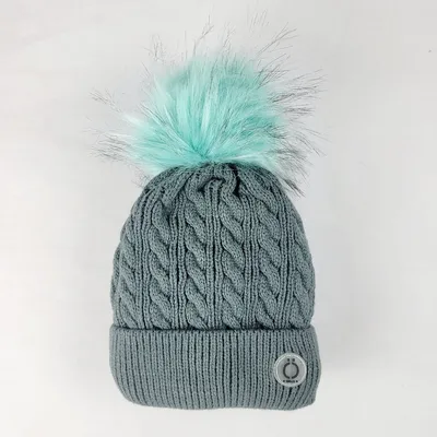Grey Twist Tuque Luxury Winter Hat For Kids Ages 2-16 By Ösno - Ski Toque With Removable Pompom Lightweight, Warm