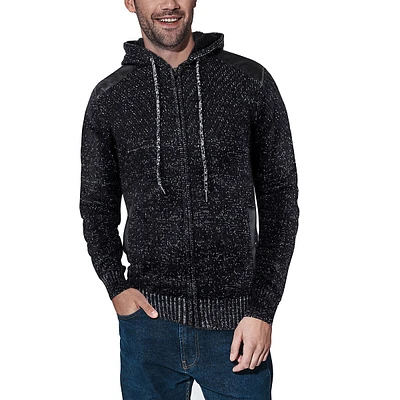 Mens Faux Fur Lined Zip Up Sweater